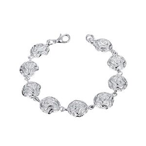 Sterling Silver Filled Flower Bracelet – 7.5" Link Chain with 13mm Floral Motifs